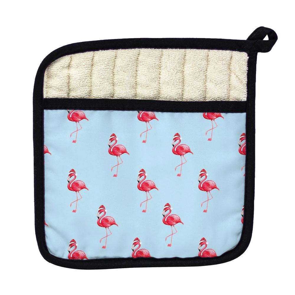 Tiled Flamingo Santa Pot Holder. Picture 1