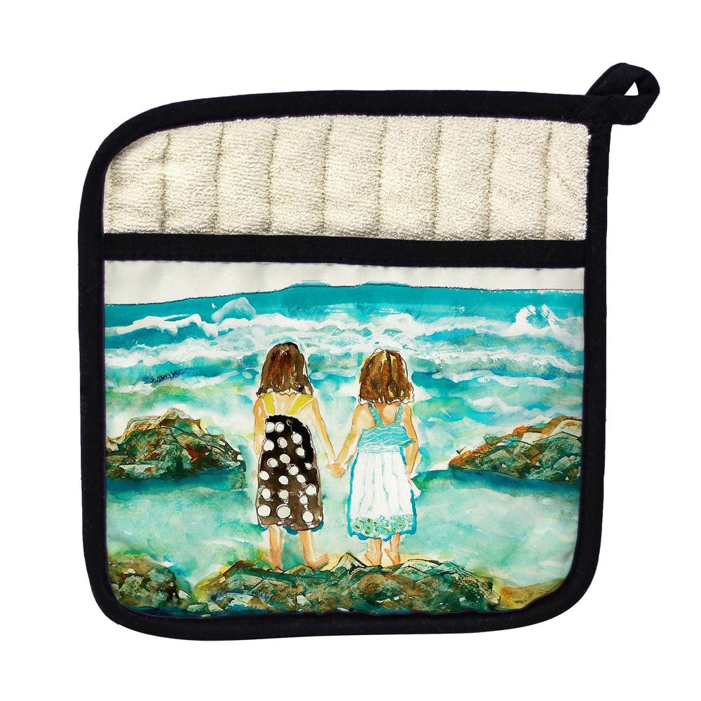 Twins on Rocks Pot Holder. Picture 1