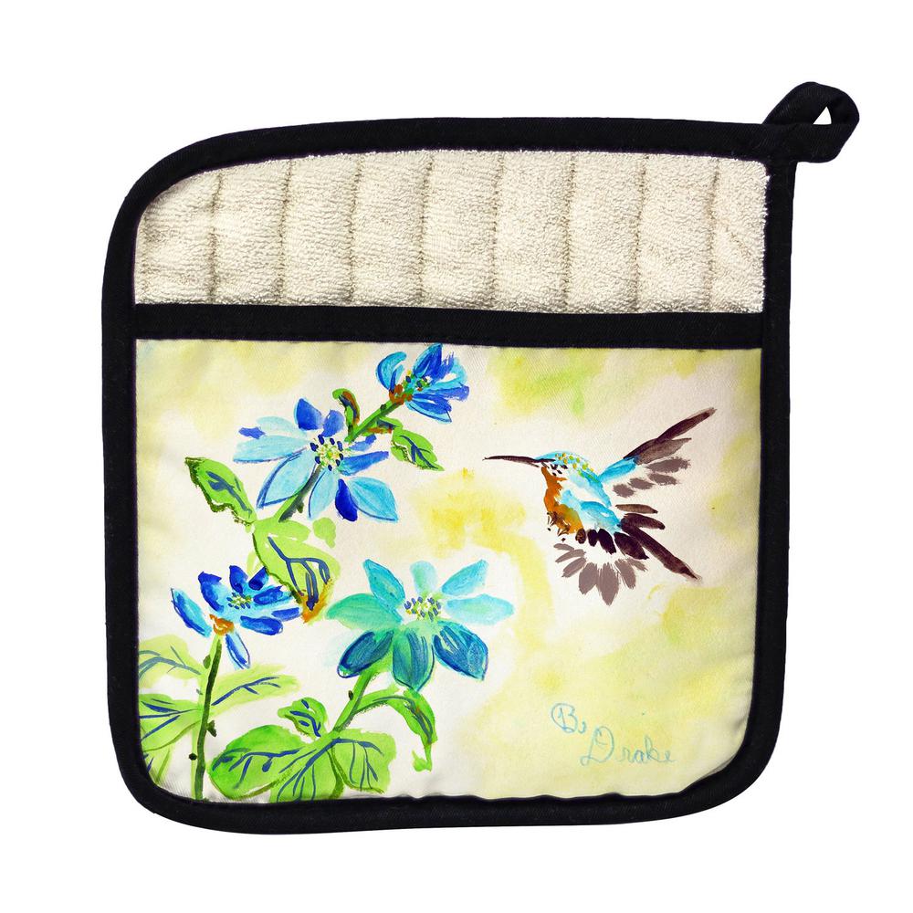 Aqua Hummingbird Pot Holder. Picture 1