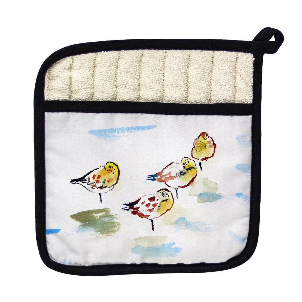 Four Sanderlings Pot Holder. Picture 1