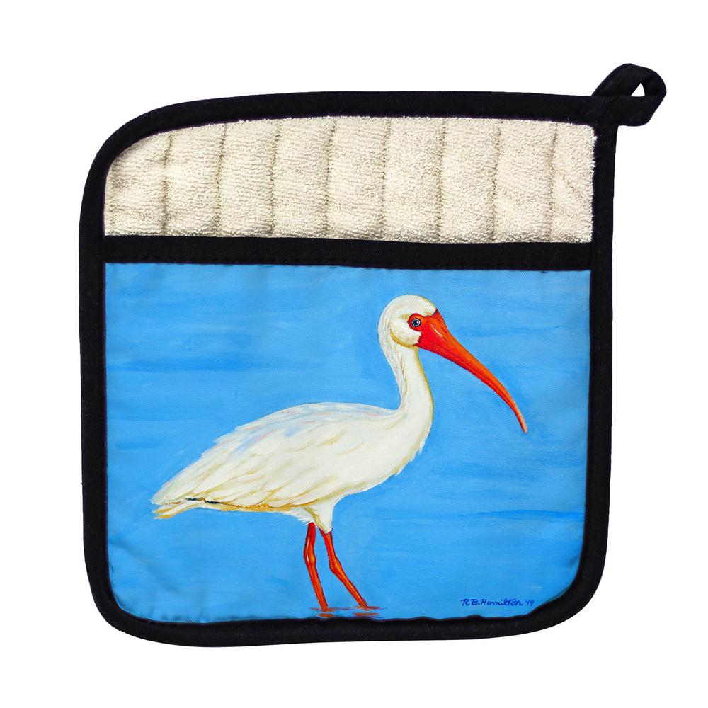Posing White Ibis Pot Holder. Picture 1