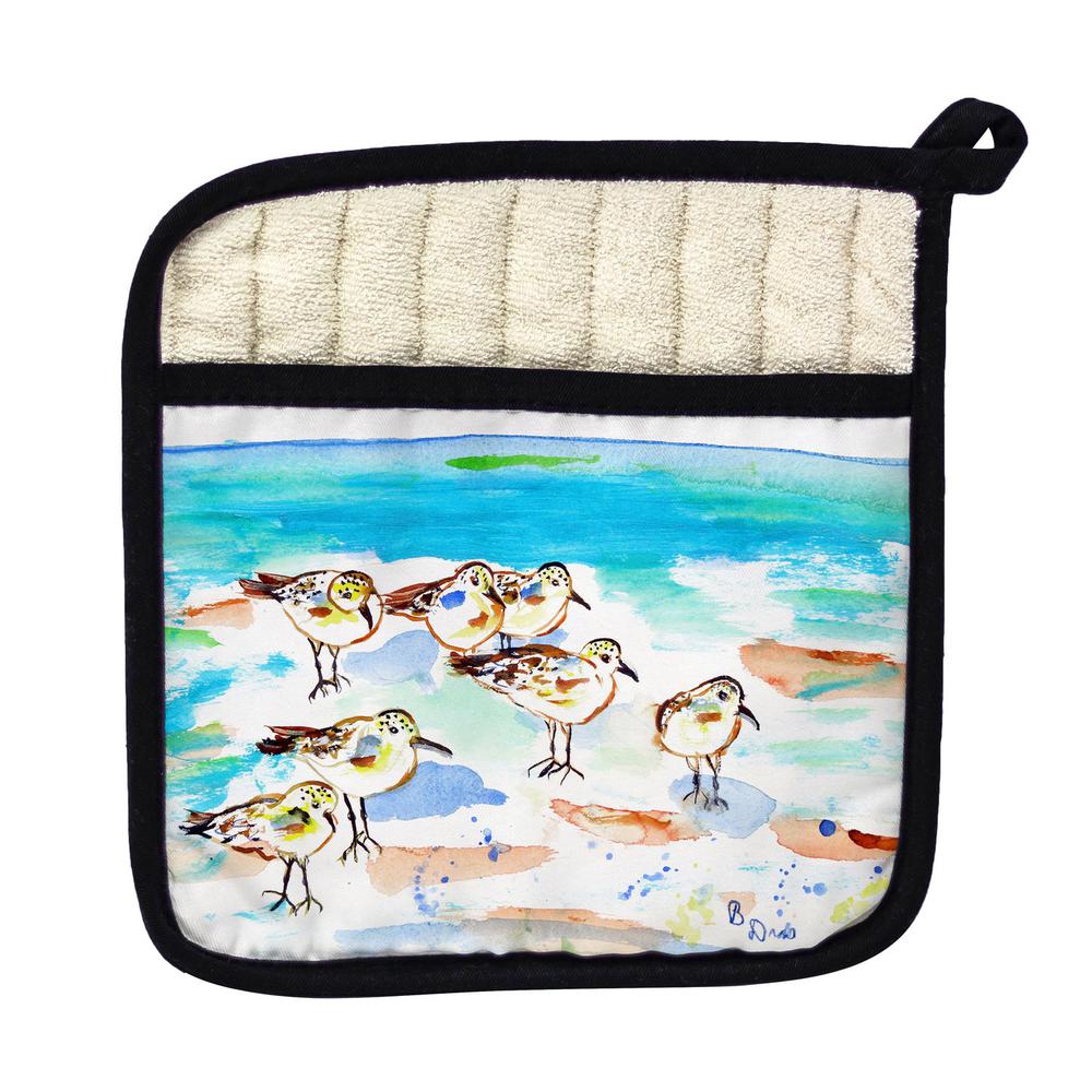Seven Sanderlings Pot Holder. Picture 1