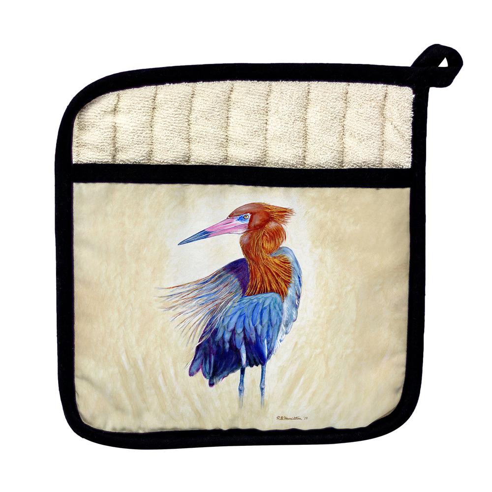 Reddish Egret Portrait Pot Holder. Picture 1