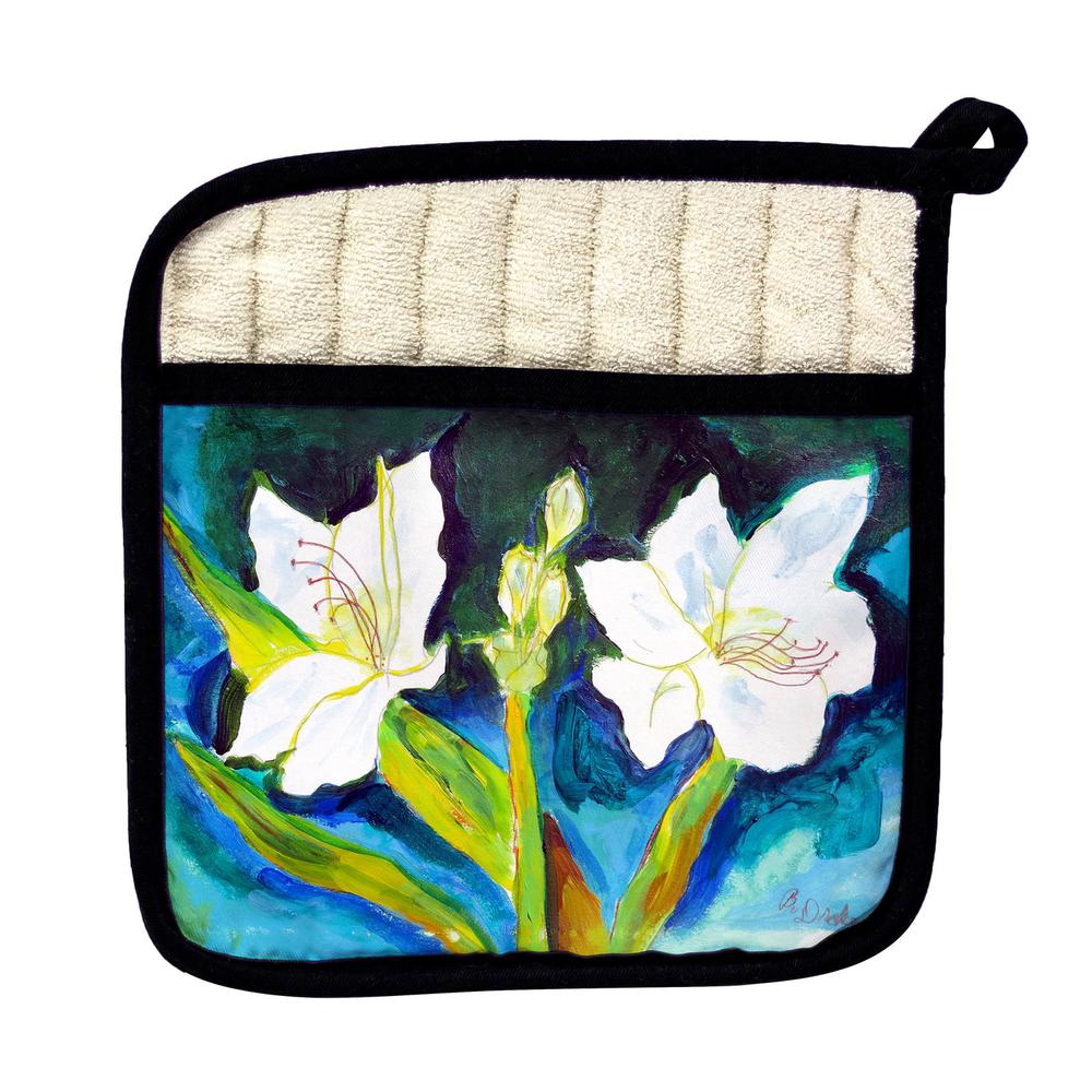 White Lilies Pot Holder. Picture 1