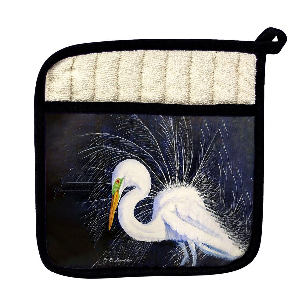 Breeding Egret Pot Holder. Picture 1