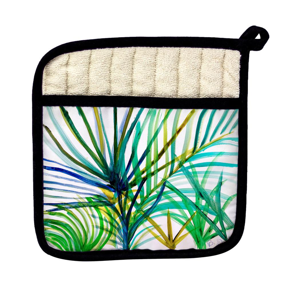 Teal Palms Pot Holder. Picture 1