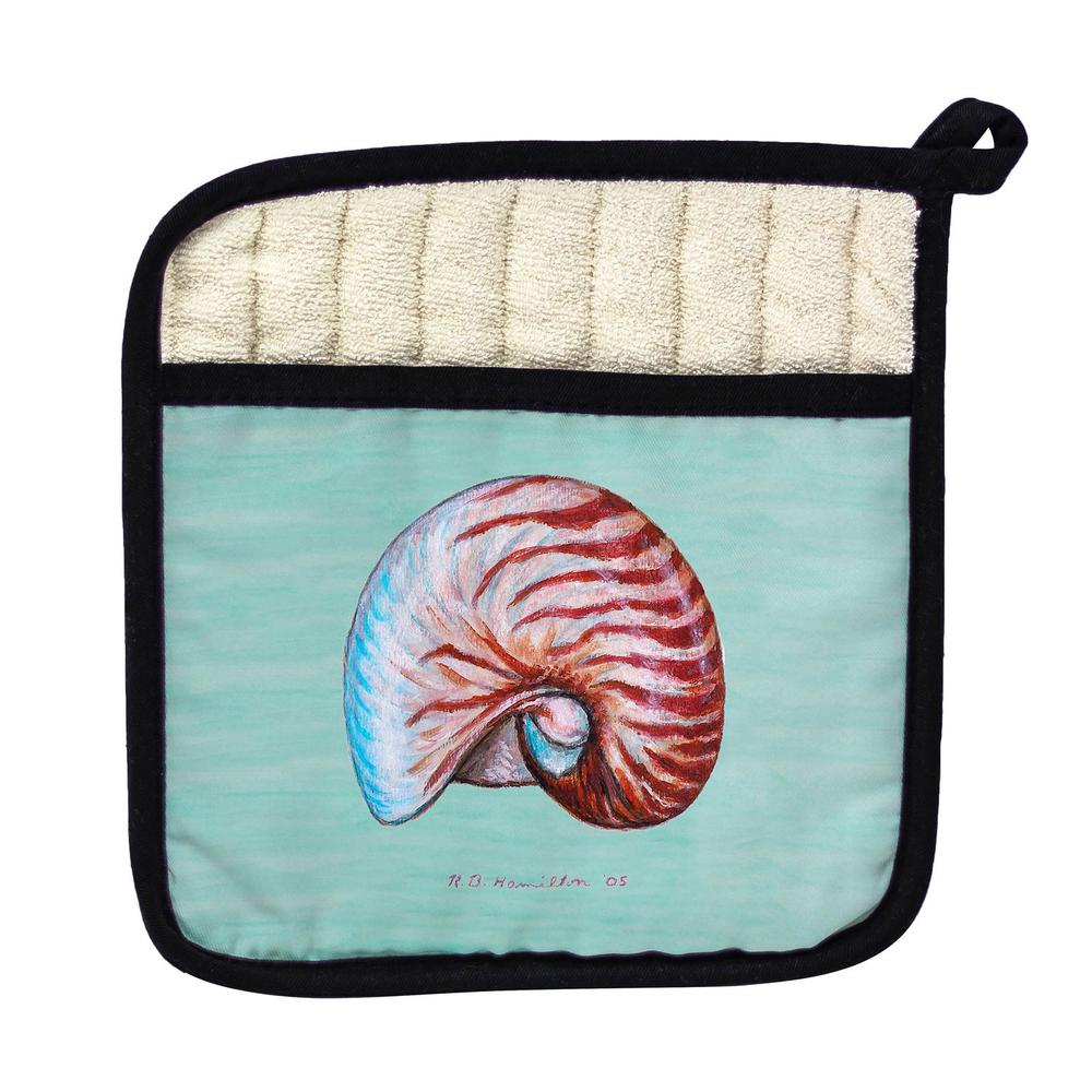 Nautilus Shell - Teal Pot Holder. Picture 1