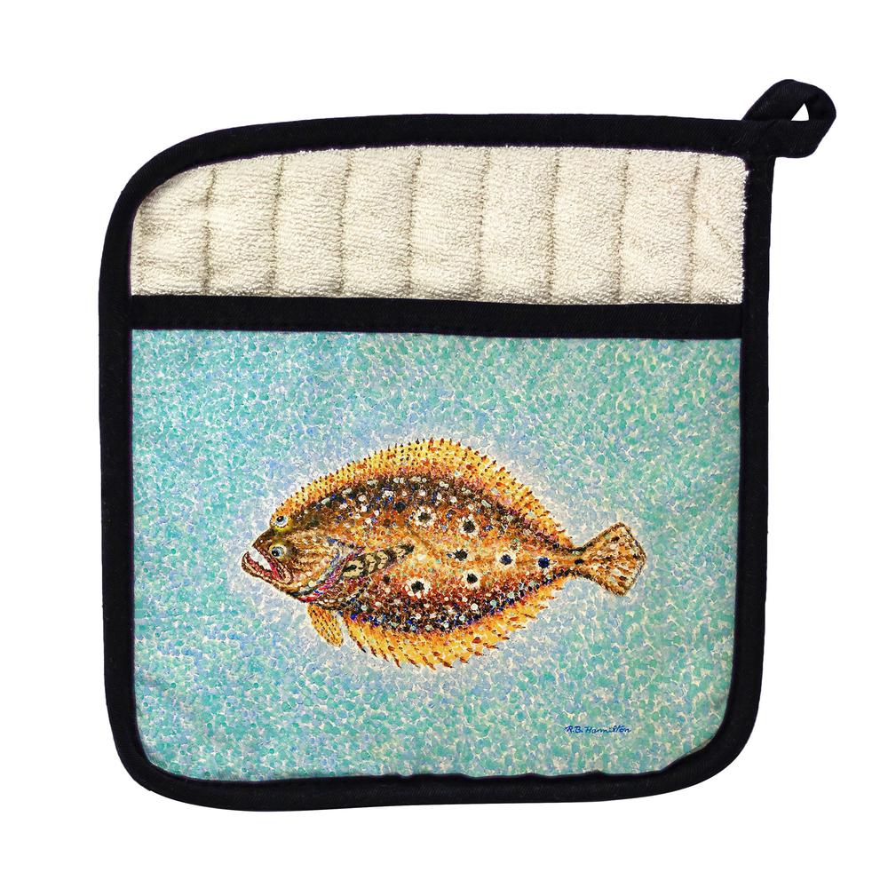 Pointillist Flounder Pot Holder. Picture 1
