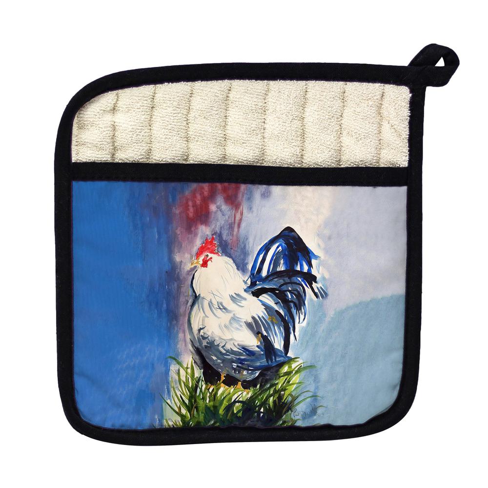 Blue & White Rooster Pot Holder. Picture 1
