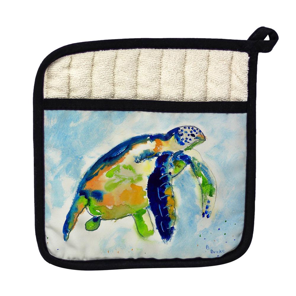 Blue Sea Turtle Pot Holder. Picture 1