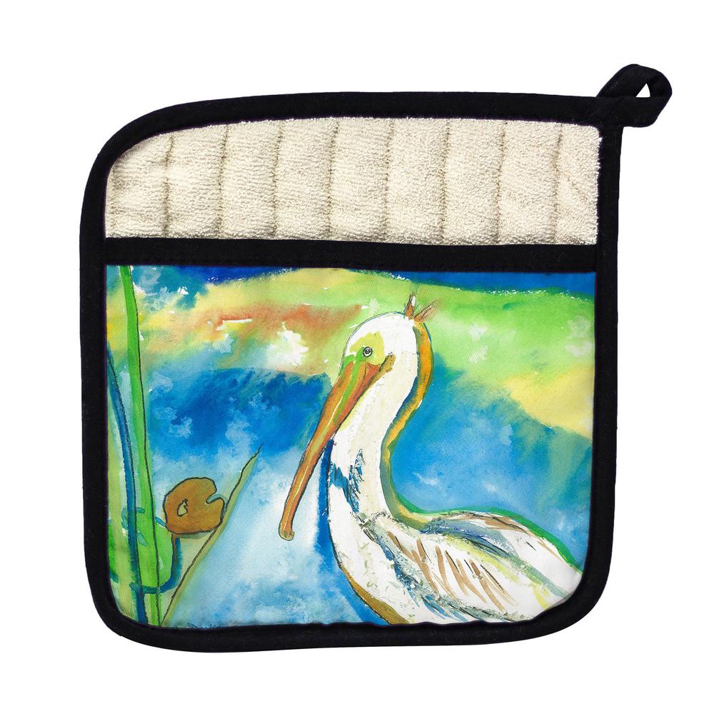 White Pelican Pot Holder. Picture 1