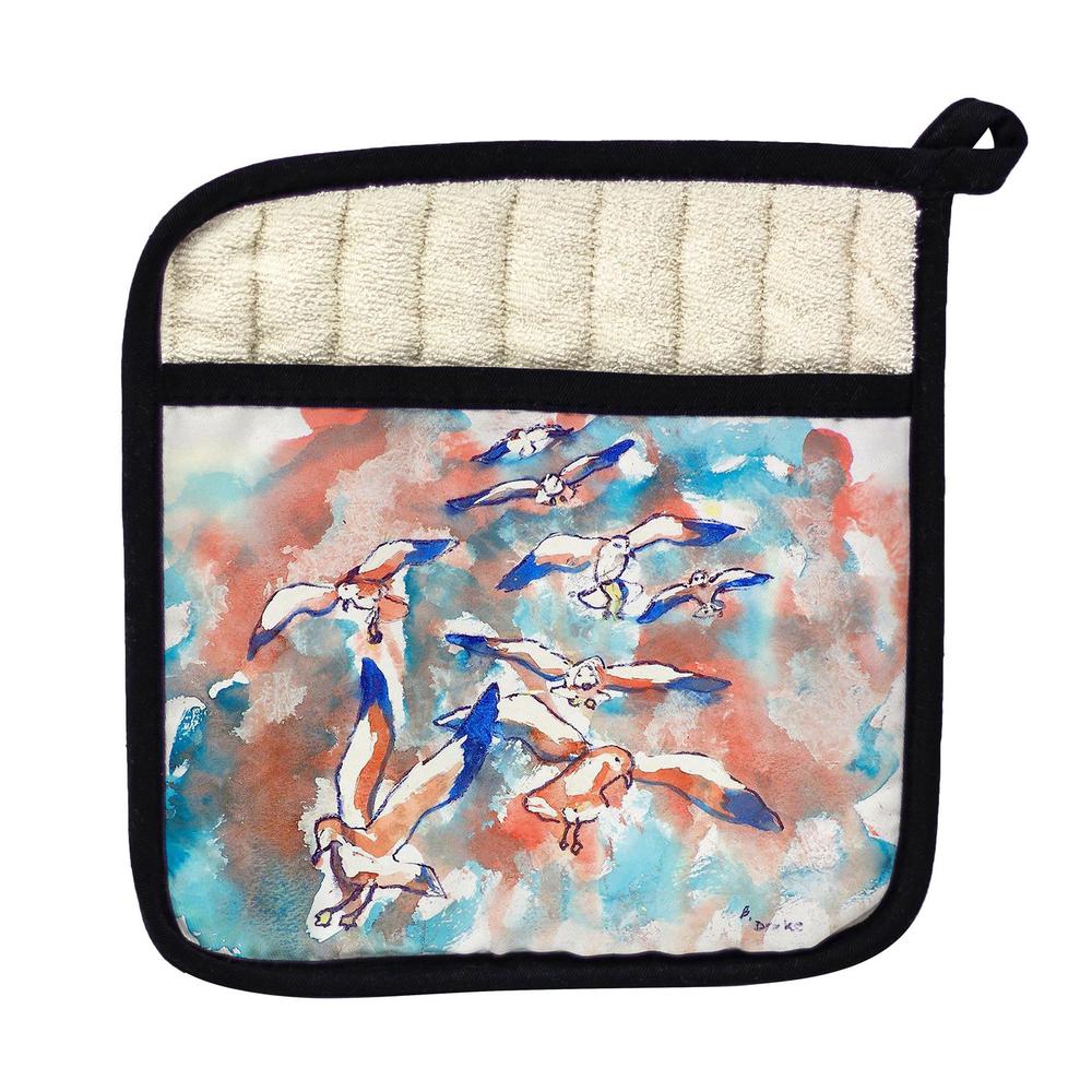 Gulls Flocking Pot Holder. Picture 1