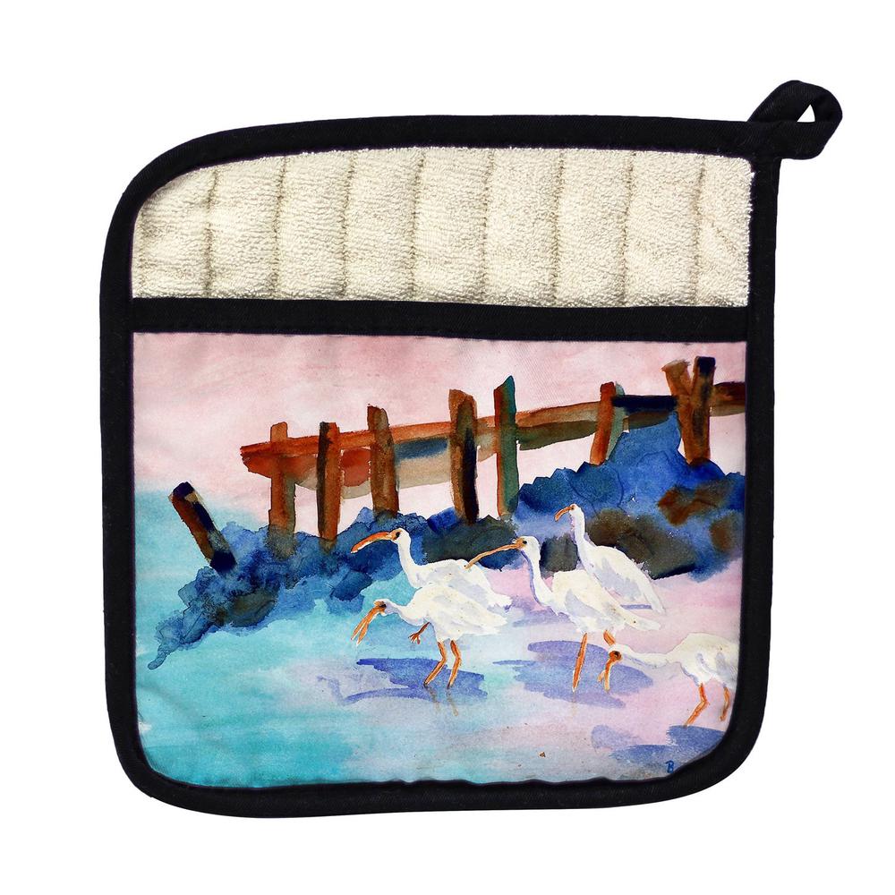 White Ibises Pot Holder. Picture 1