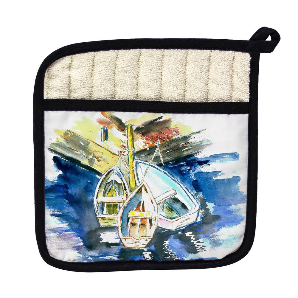 Three Row Boats Pot Holder. Picture 1