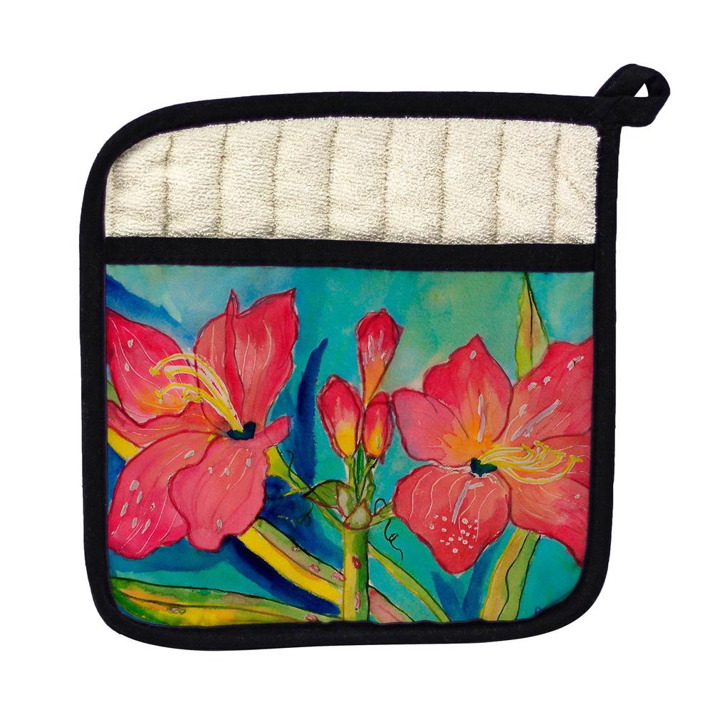 Pink Amaryllis Pot Holder. Picture 1