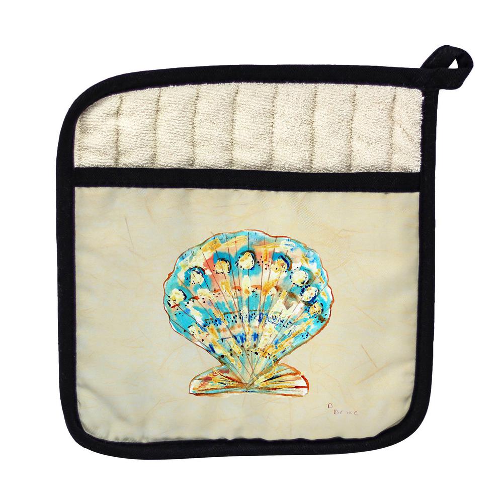 Teal Scallop Pot Holder. Picture 1