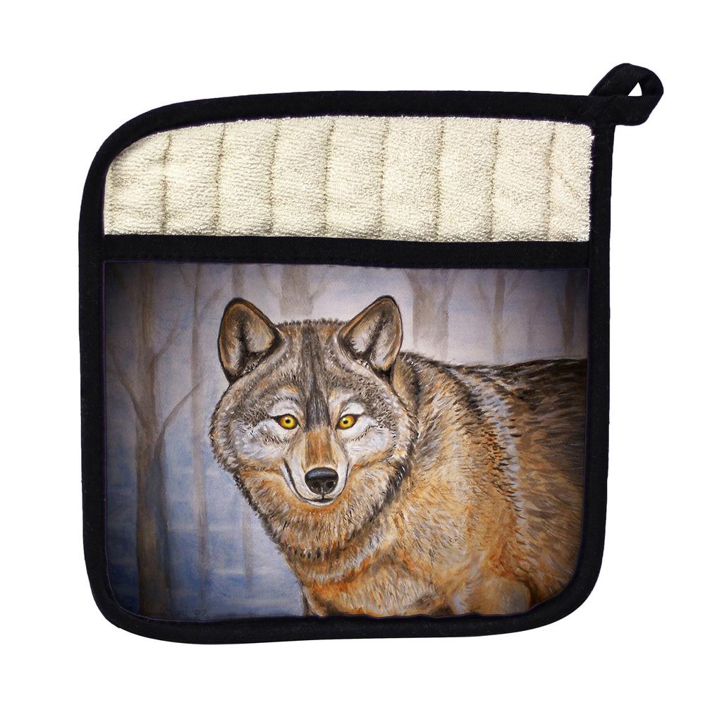 Grey Wolf Pot Holder. Picture 1
