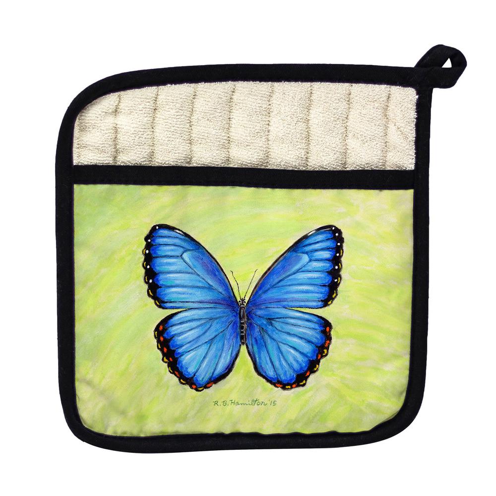 Dick's Blue Morpho Pot Holder. Picture 1