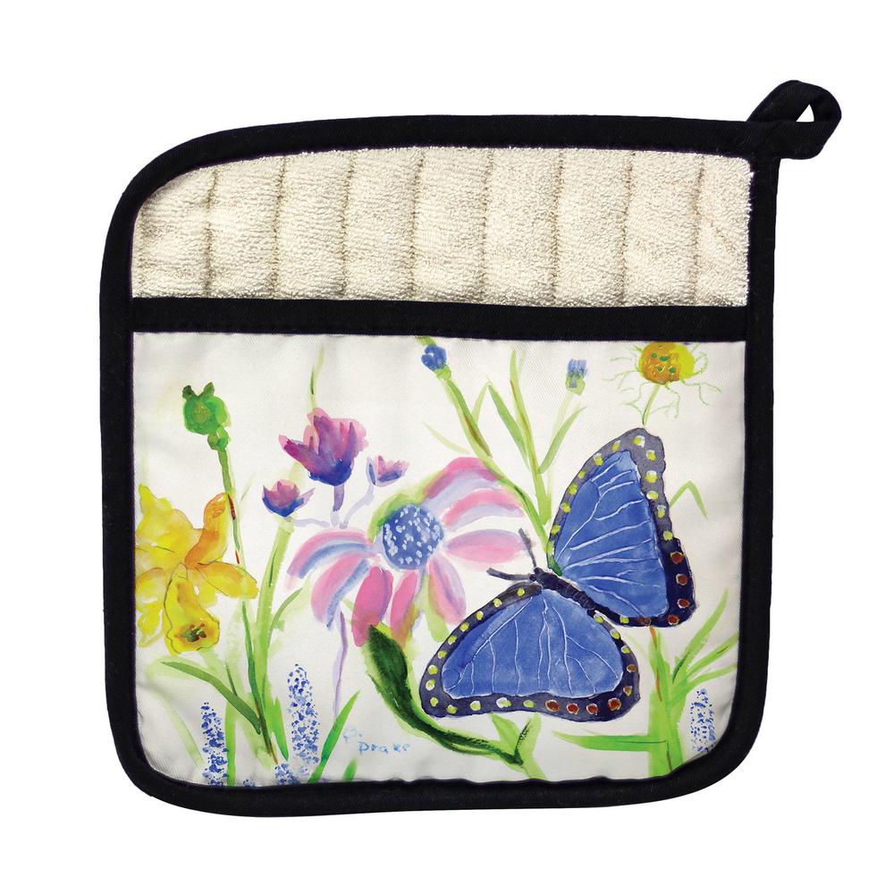 Betsy's Blue Morpho Butterfly Pot Holder. Picture 1