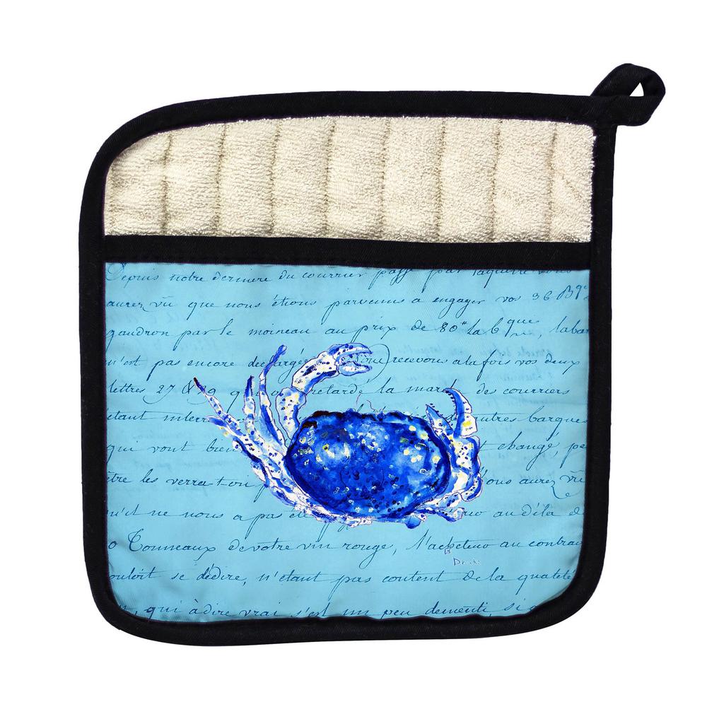 Blue Script Crab Pot Holder. Picture 1