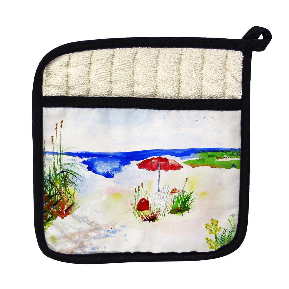 Red Beach Umbrella Pot Holder. Picture 1