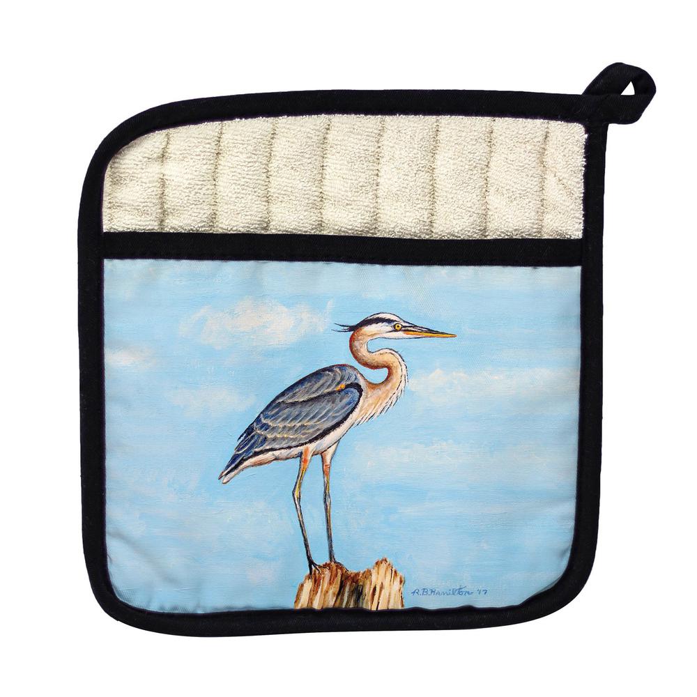 Blue Heron on Stump Pot Holder. Picture 1