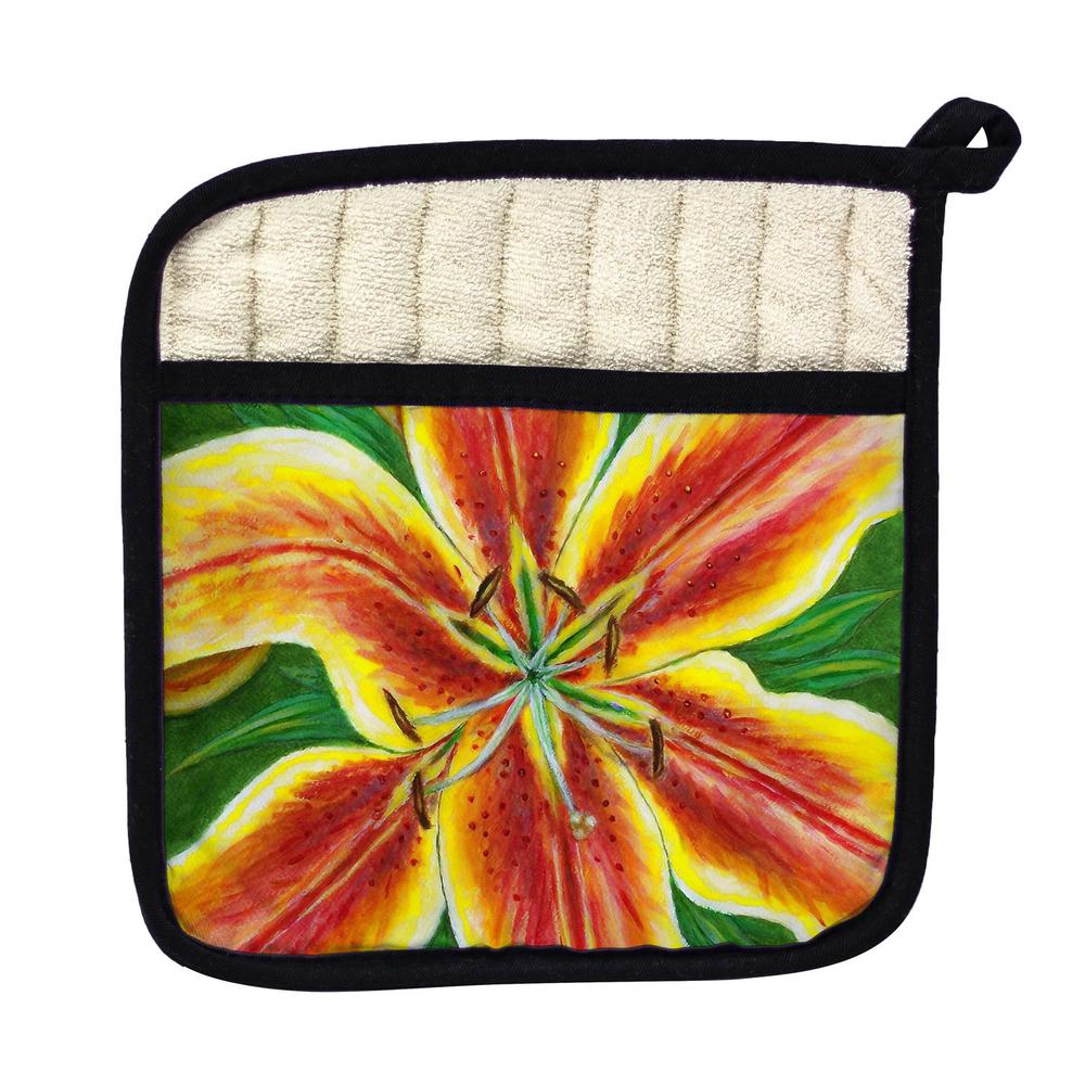 Yellow Lily Pot Holder. Picture 1