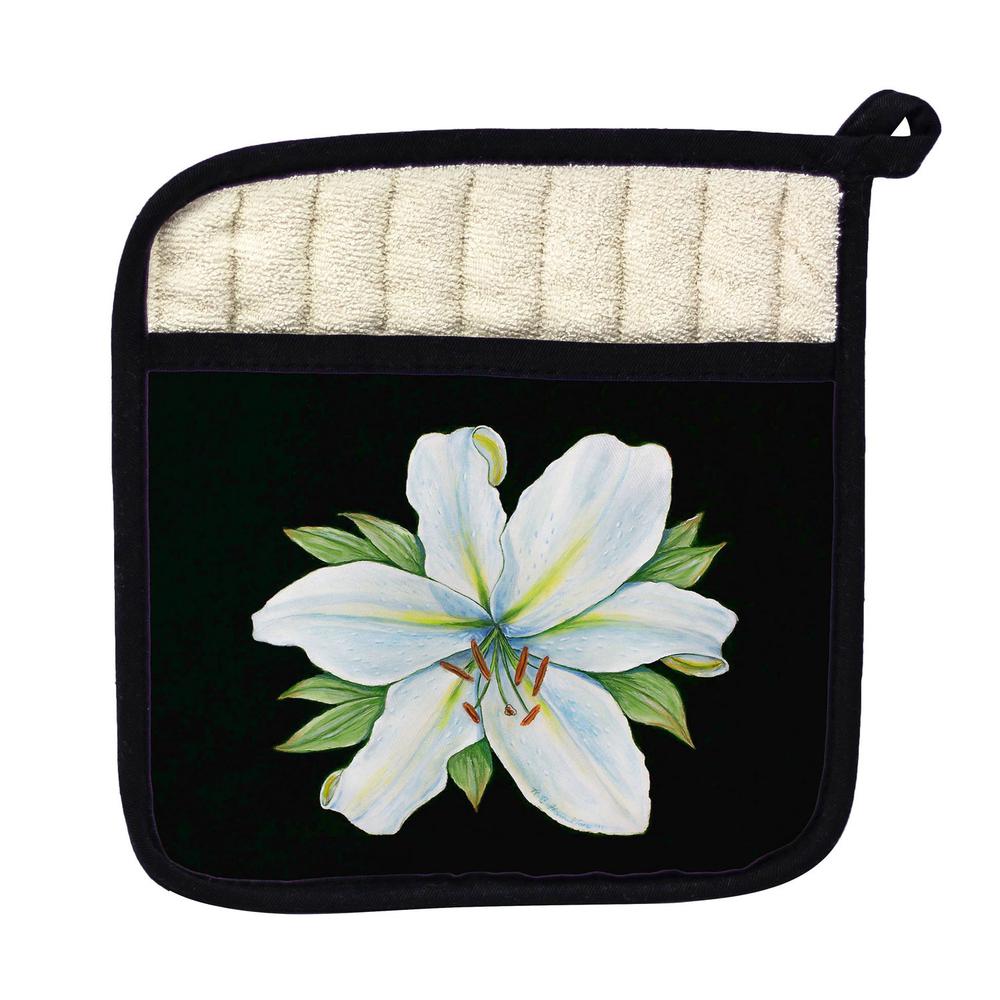 Casablanca Lily on Black Pot Holder. Picture 1