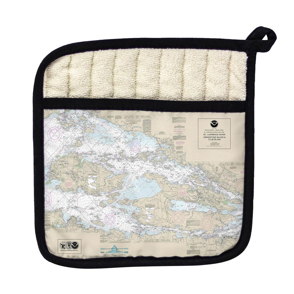 St Lawrence River - Grindstone Island to Club Island, NY Nautical Map Pot Holder. Picture 1