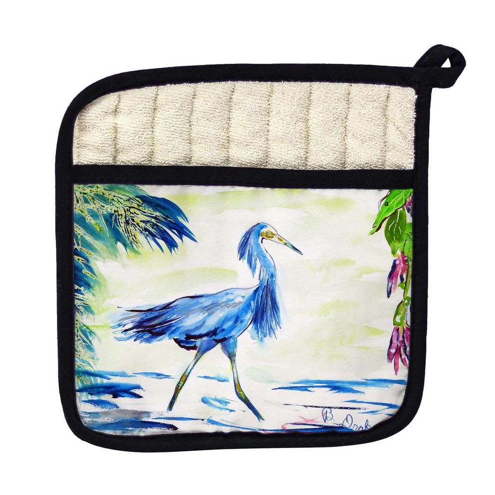Blue Egret Pot Holder. Picture 1