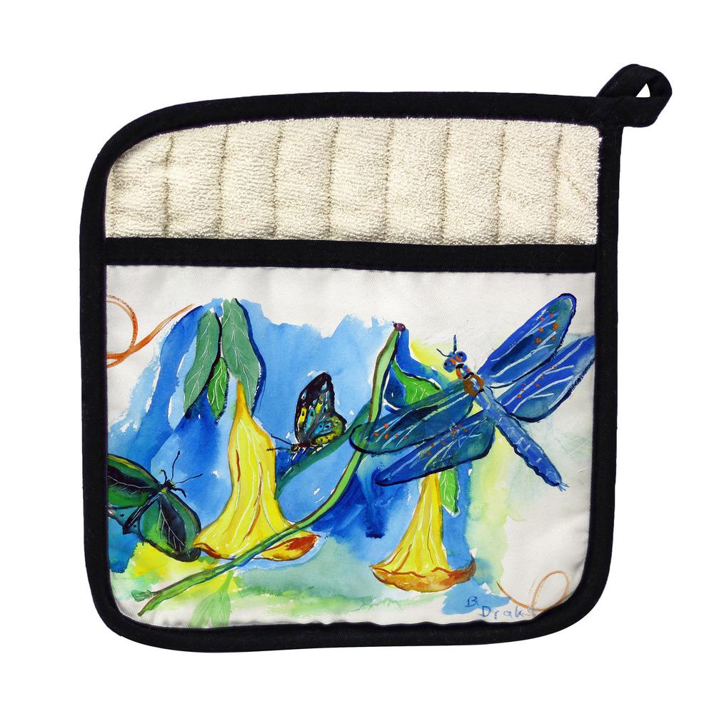 Yellow Bells & DragonFly Pot Holder. Picture 1