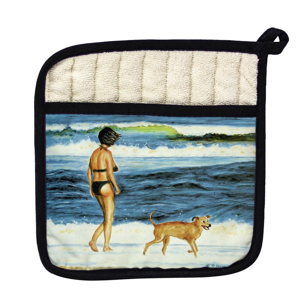 Woman and Dog Pot Holder. Picture 1