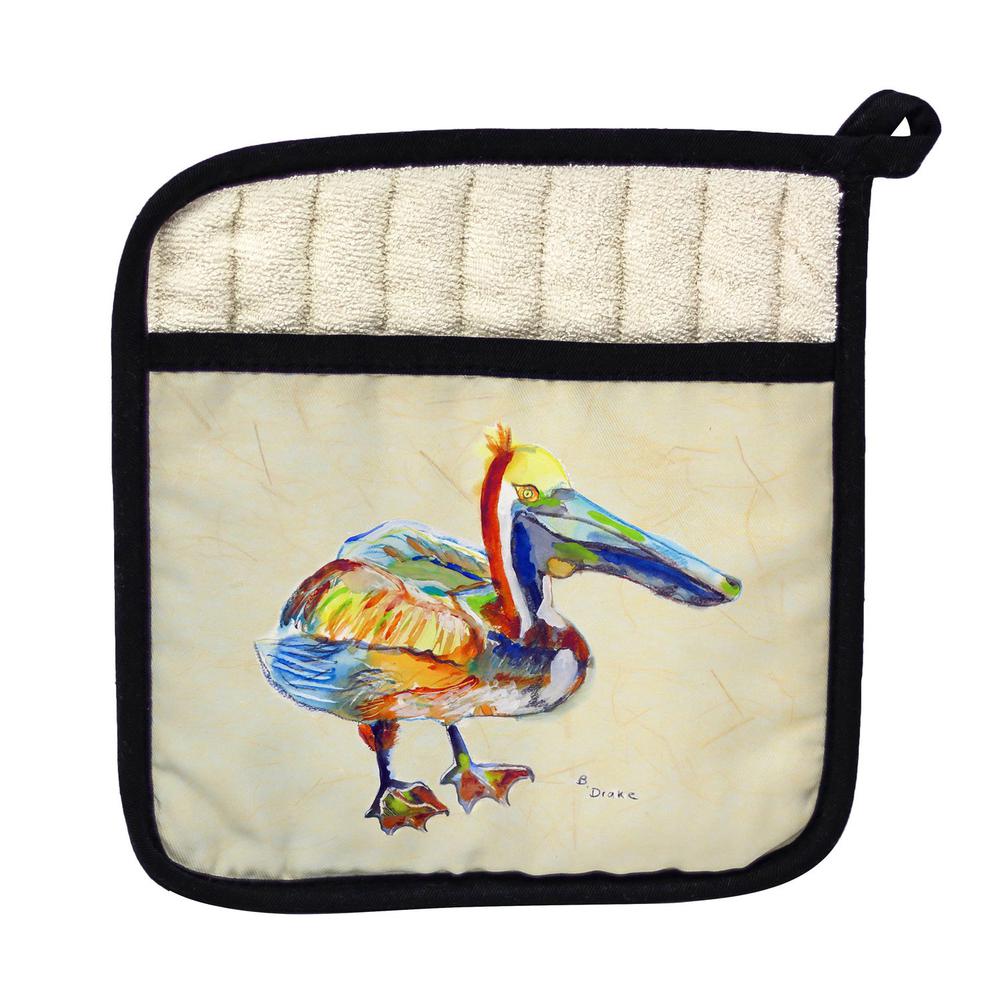 Heathcliff Pelican on Beige Pot Holder. Picture 1