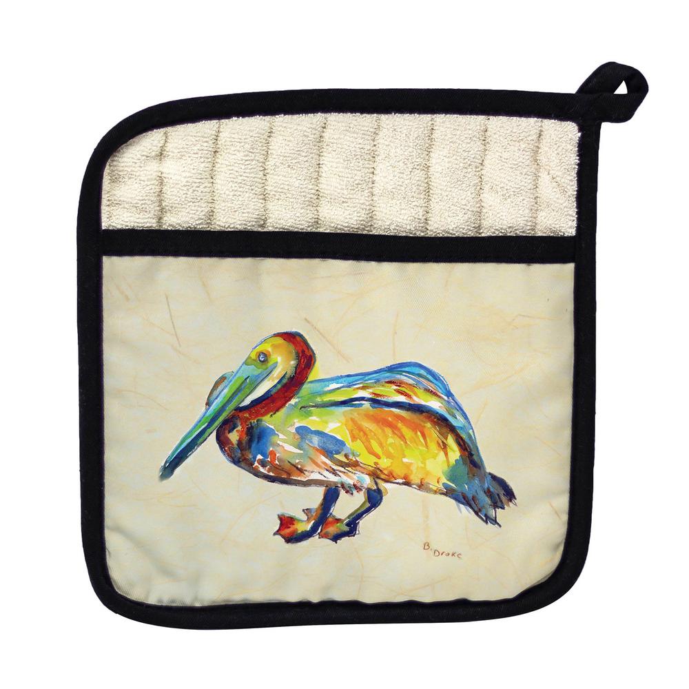 Gertrude Pelican on Beige Pot Holder. Picture 1