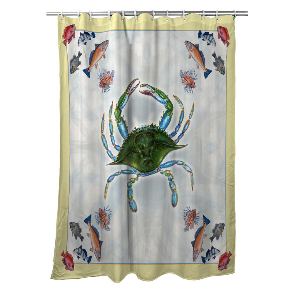 Blue Crab & Fish Shower Curtain. Picture 1