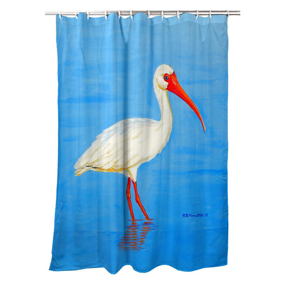 Posing White Ibis Shower Curtain. Picture 1