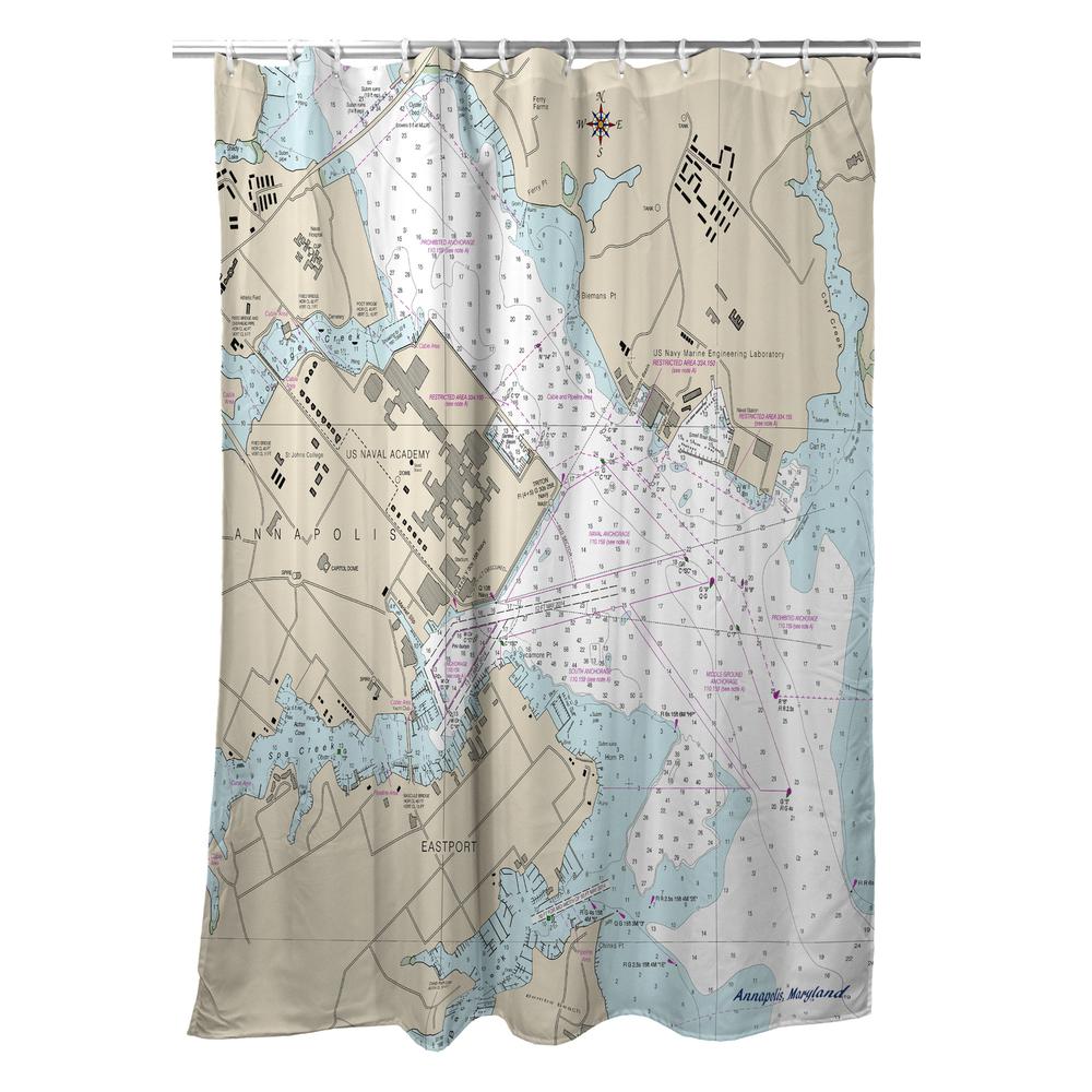 Annapolis - USNA, MD Nautical Map Shower Curtain. Picture 1