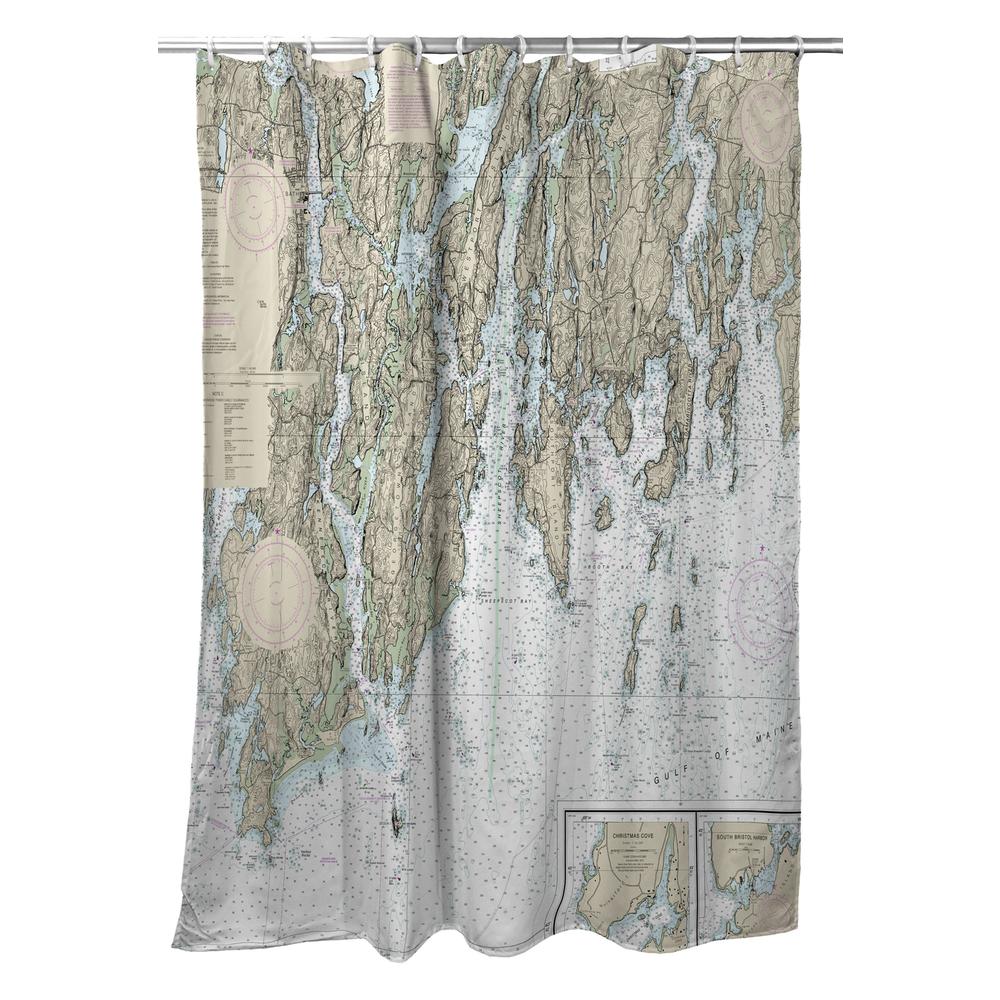 BoothBay, ME Nautical Map Shower Curtain. Picture 1