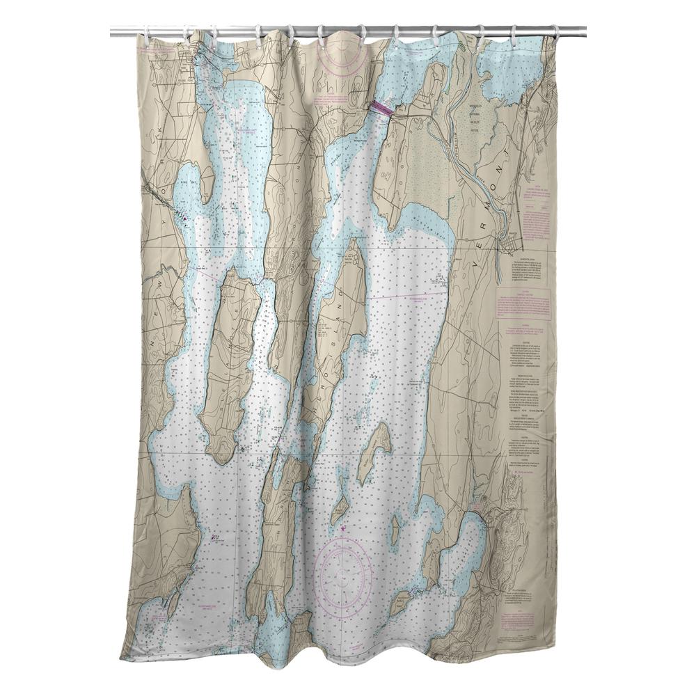 North Hero Island, VT Nautical Map Shower Curtain. Picture 1