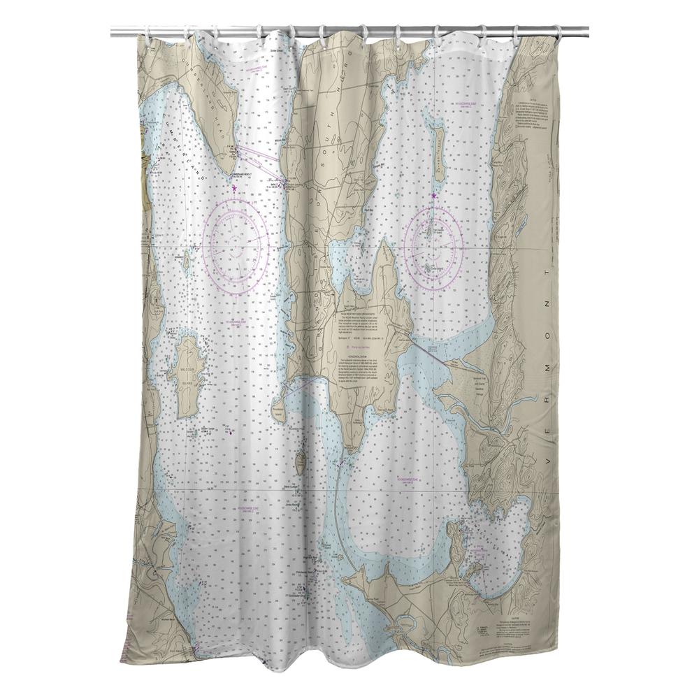 South Hero Island, VT Nautical Map Shower Curtain. Picture 1