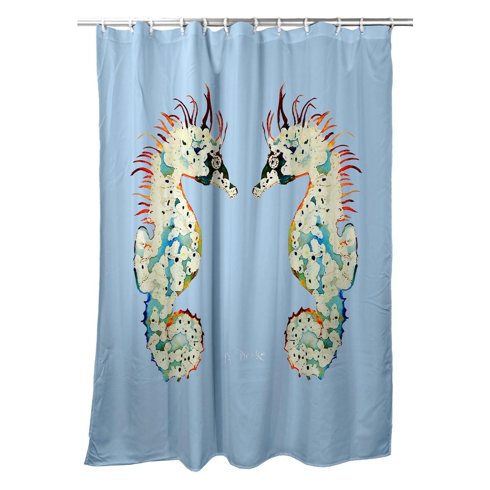 Betsy's Seahorses Light Blue Shower Curtain. Picture 1