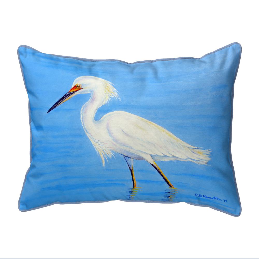 Stalking Snowy Egret Small Corded Indoor/Outdoor Pillow 11x14. Picture 1