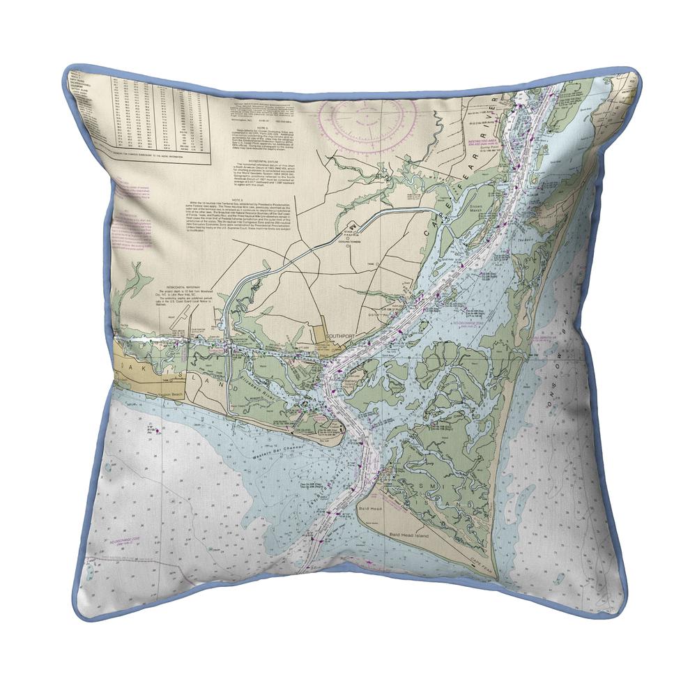 Cape Fear, NC Nautical Map Small Corded Indoor/Outdoor Pillow 12x12. Picture 1