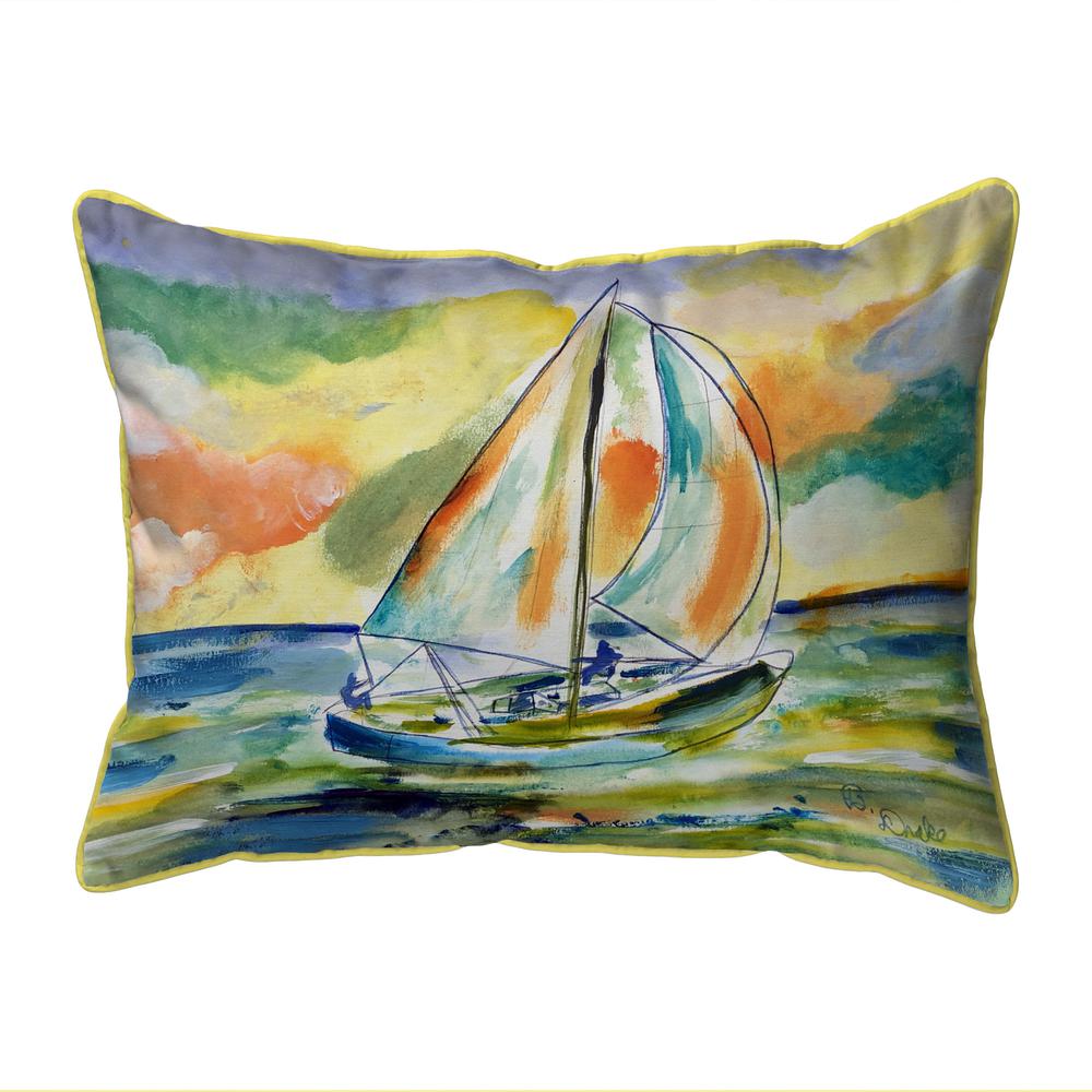 Orange Sailboat Small Indoor/Outdoor Pillow 11x14. Picture 1