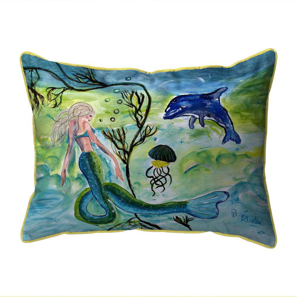 Mermaid & Jellyfish Small Indoor/Outdoor Pillow 11x14. Picture 1