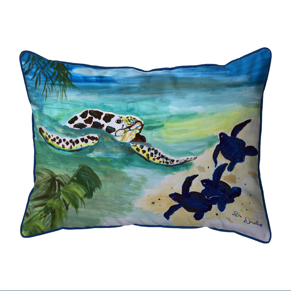 Sea Turtle & Babies Small Indoor/Outdoor Pillow 11x14. Picture 1