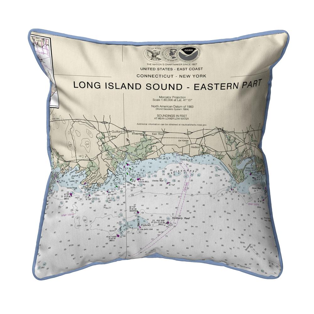 Long Island Sound - Eastern Part Detail, NY Nautical Map Small Corded Indoor/Outdoor Pillow 12x12. Picture 1