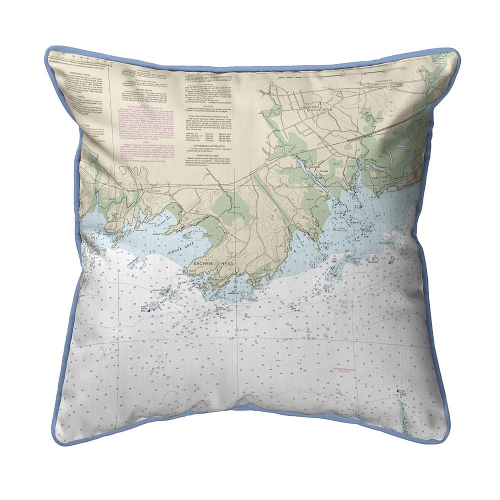 Guilford Point, CT Nautical Map Small Corded Indoor/Outdoor Pillow 12x12. Picture 1