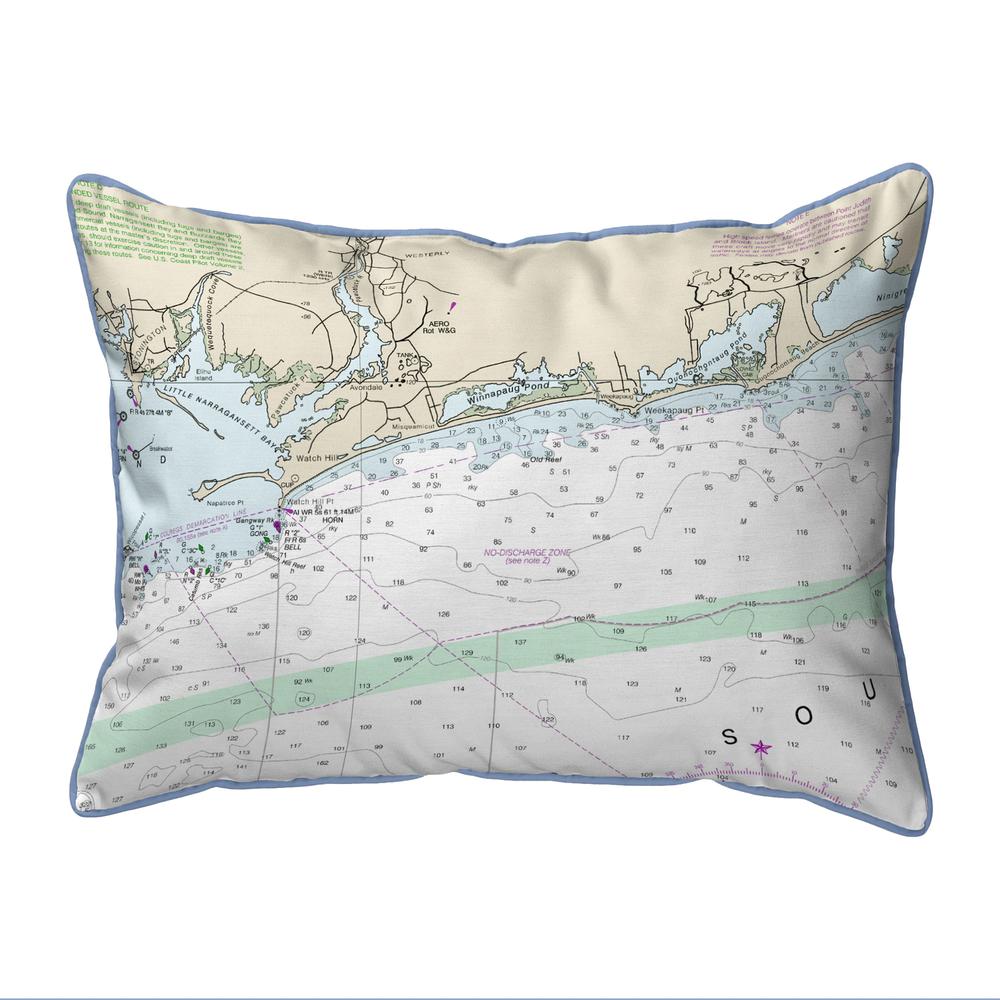 Block Island Sound, RI Nautical Map Small Corded Indoor/Outdoor Pillow 11x14. Picture 1