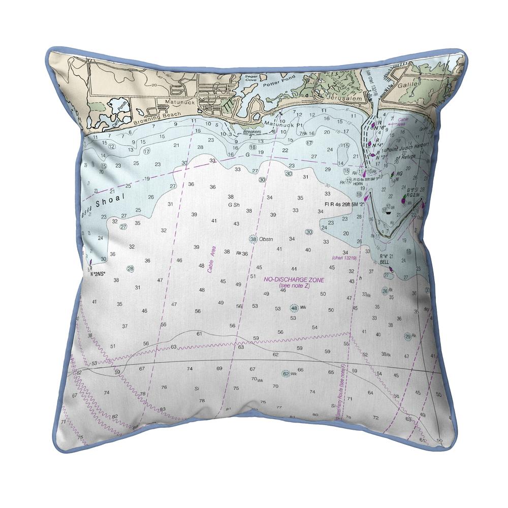 Block Island Sound - Matunuck, RI Nautical Map Small Corded Indoor/Outdoor Pillow 12x12. Picture 1